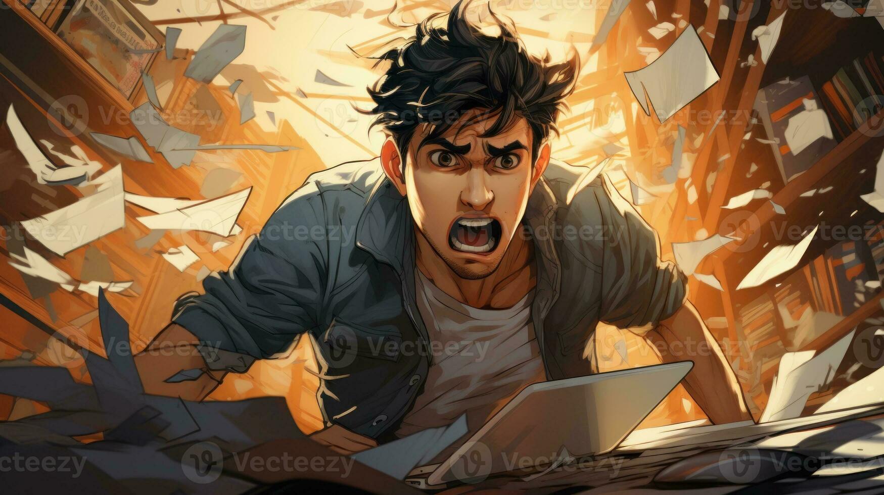 Student Concentrating on Homework AI Generated photo