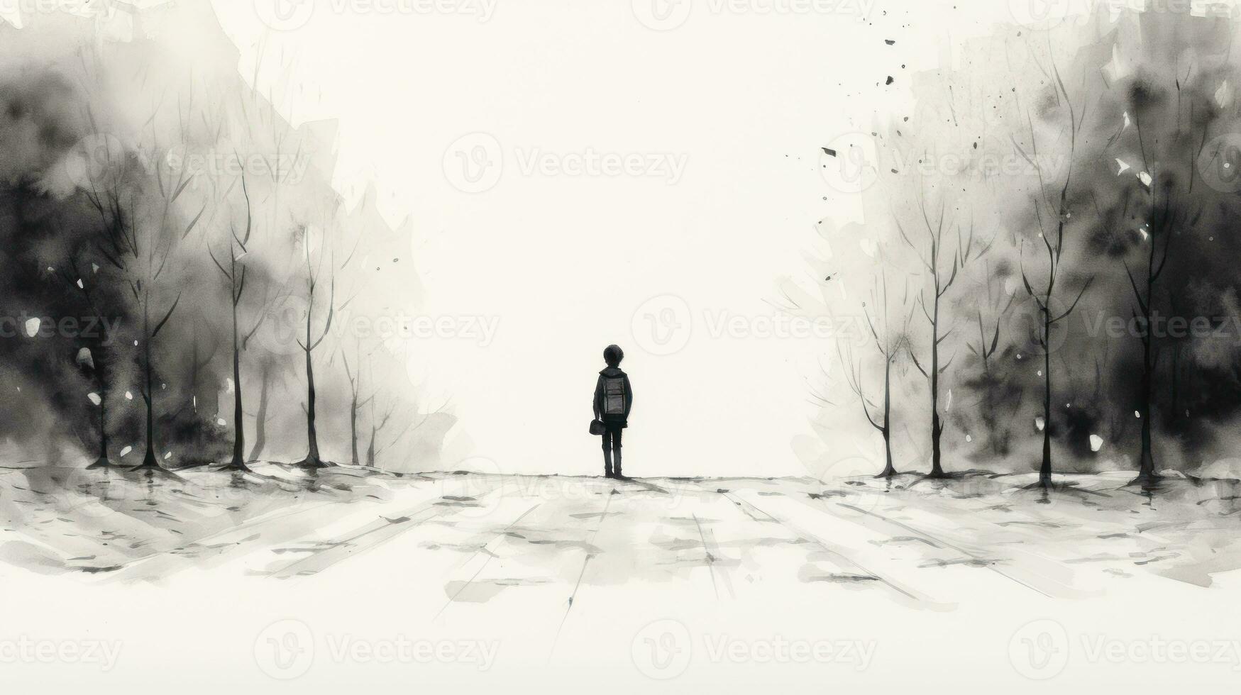 Student Walking to School AI Generated photo