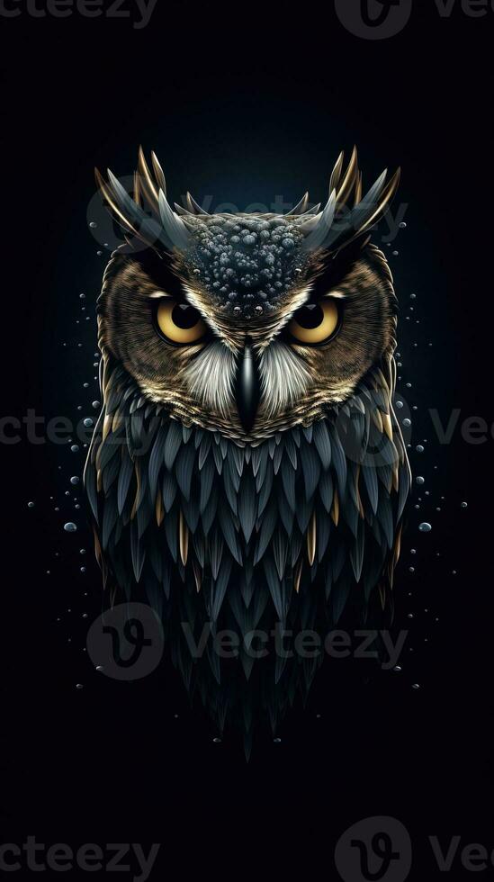 Minimalist Owl on Dark Background Generative AI photo