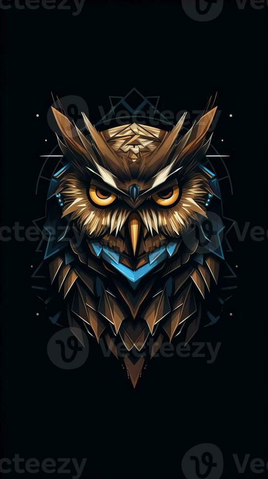 Minimalist Owl on Dark Background Generative AI photo