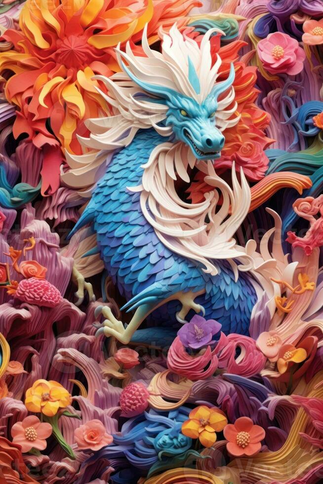 Majestic Ancient Fantasy Dragon Sitting on a Pillar AI Generated photo