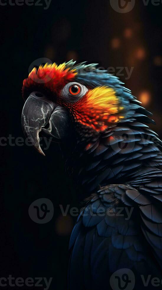 Silhouette of a Parrot on a Dark Background AI Generated photo