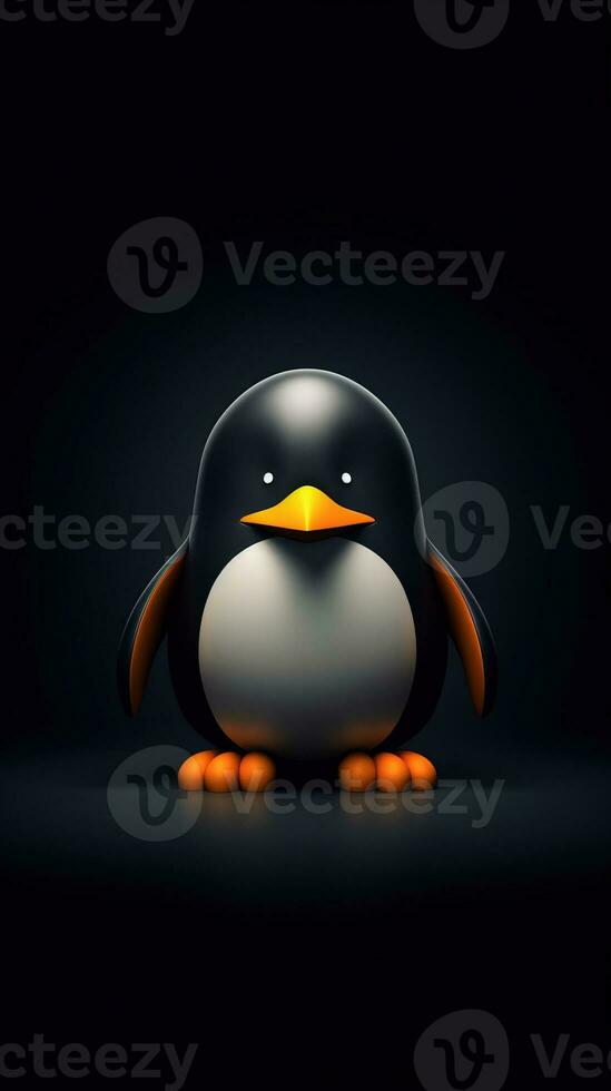 Minimalist Penguin on Dark Background Generative AI photo