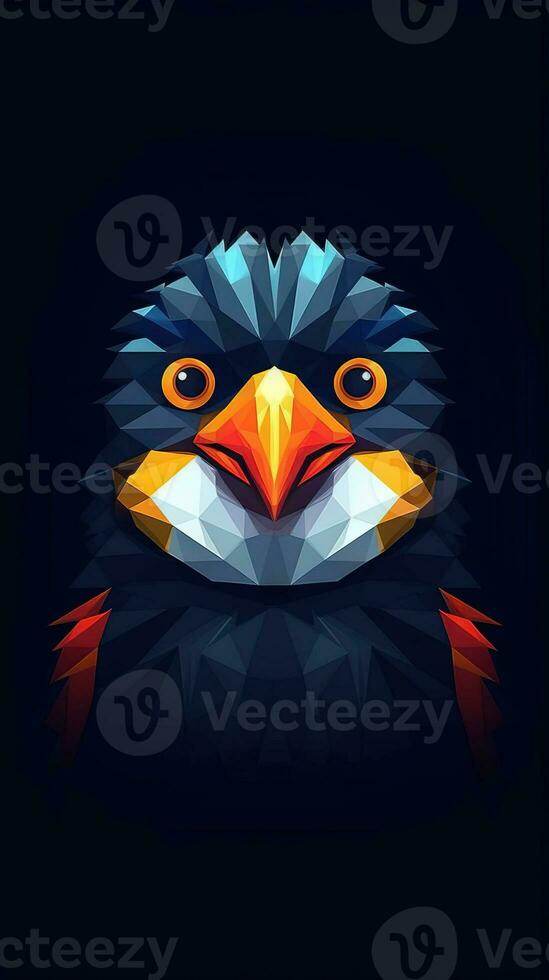 Pop Art Penguin on Dark Background Generative AI photo