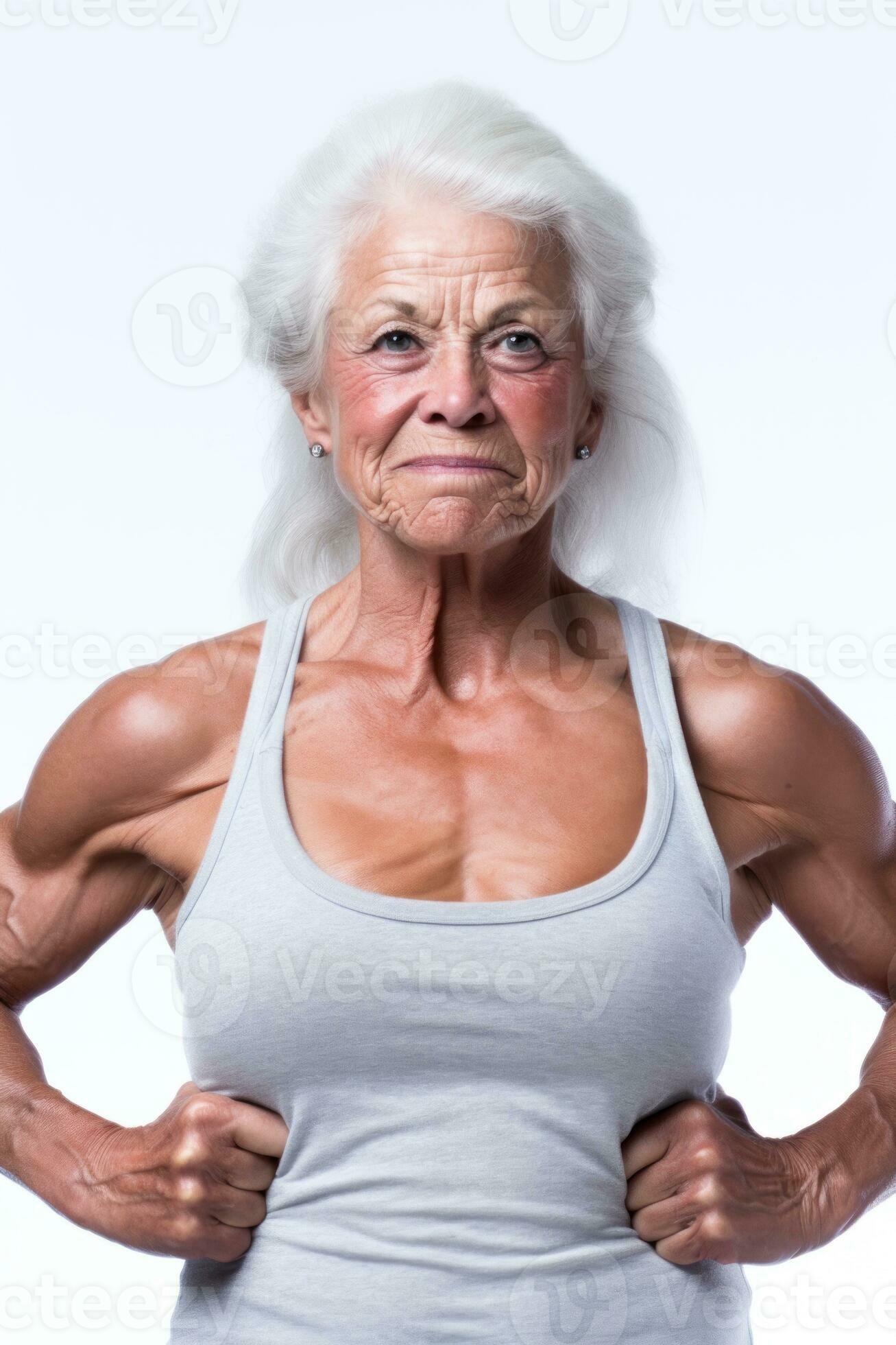 Muscular Elderly Woman Portrait Strong and Beautiful 29986256 Stock Photo  at Vecteezy