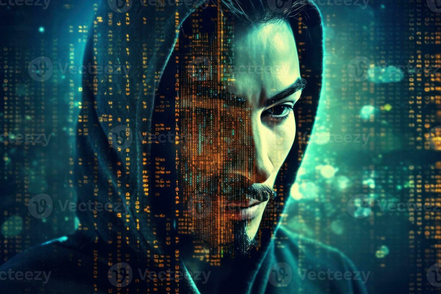 Anonymous Hacker Portrait Cybersecurity and Cybercrime Concept photo