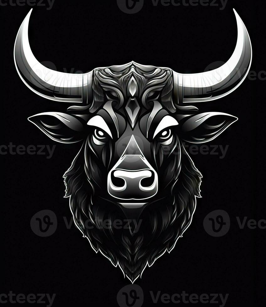 Black and White Bull Logo for Brand Names AI Generated photo