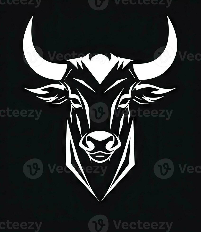 Black and White Bull Logo for Brand Names AI Generated photo