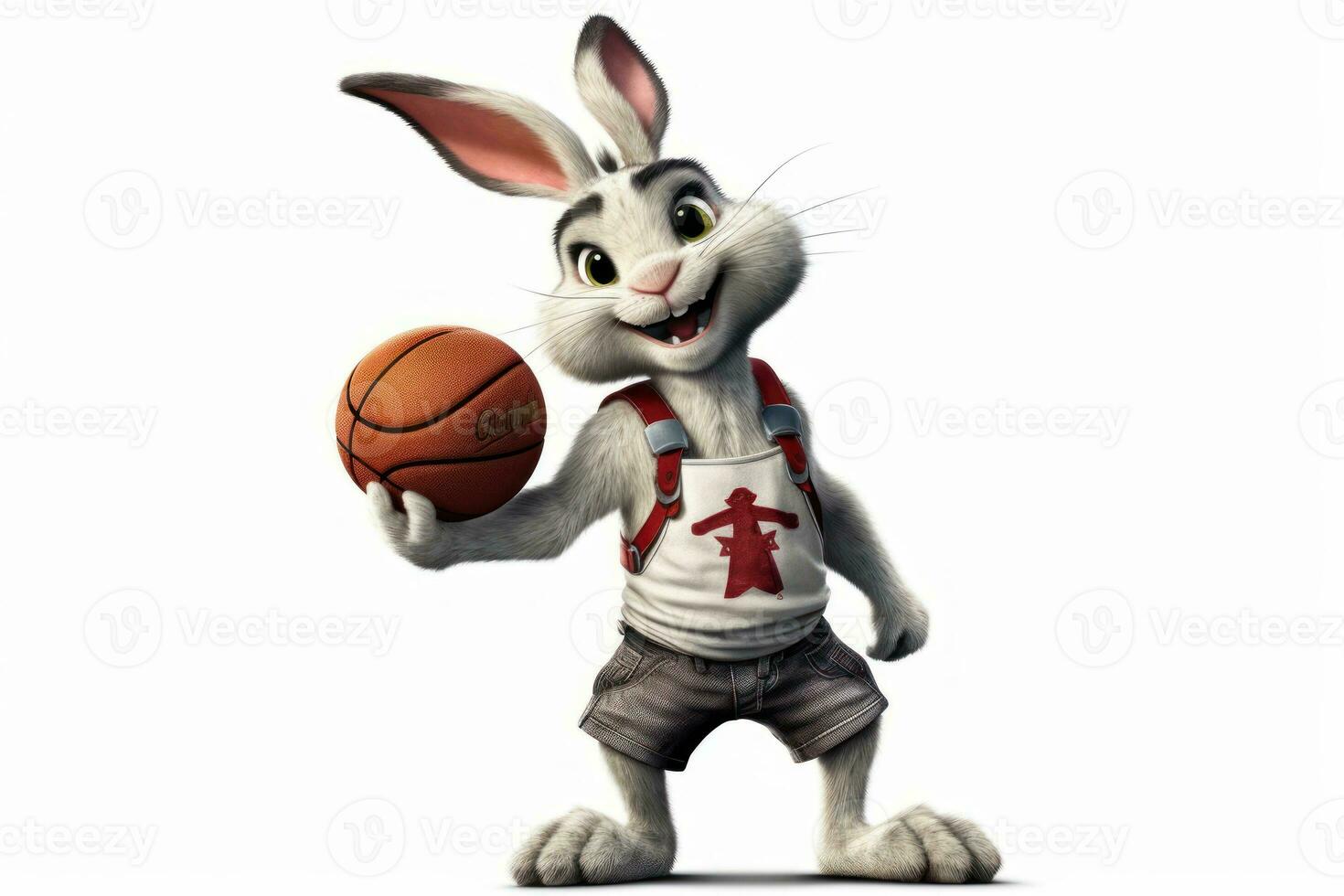 Happy Rabbit Basketball Player with Ball photo