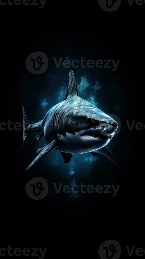 Silhouette of a Shark on a Dark Background AI Generated photo