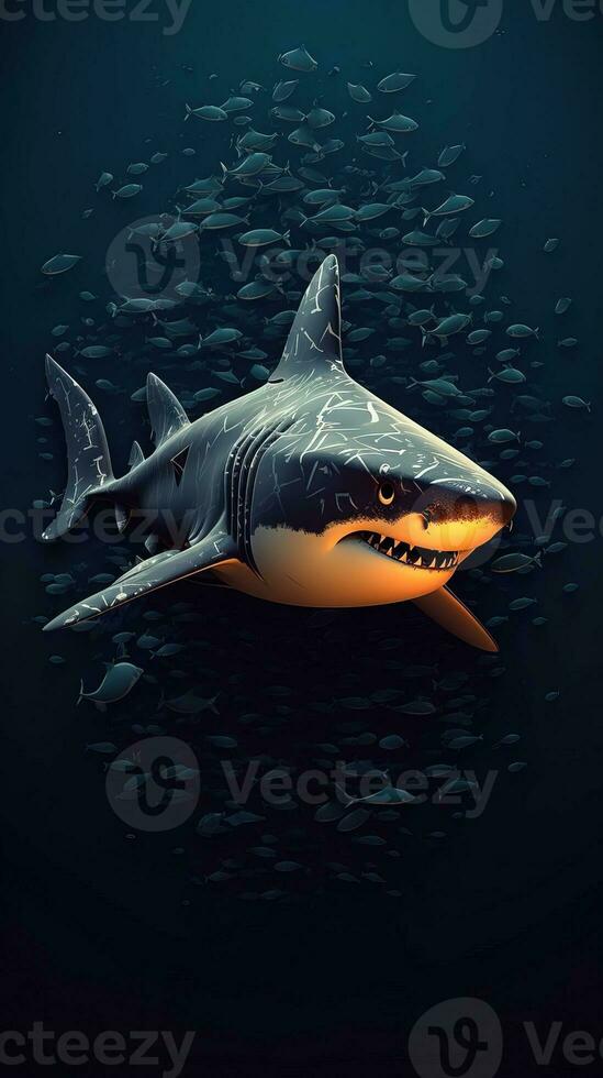 Typography Shark on Dark Background Generative AI photo