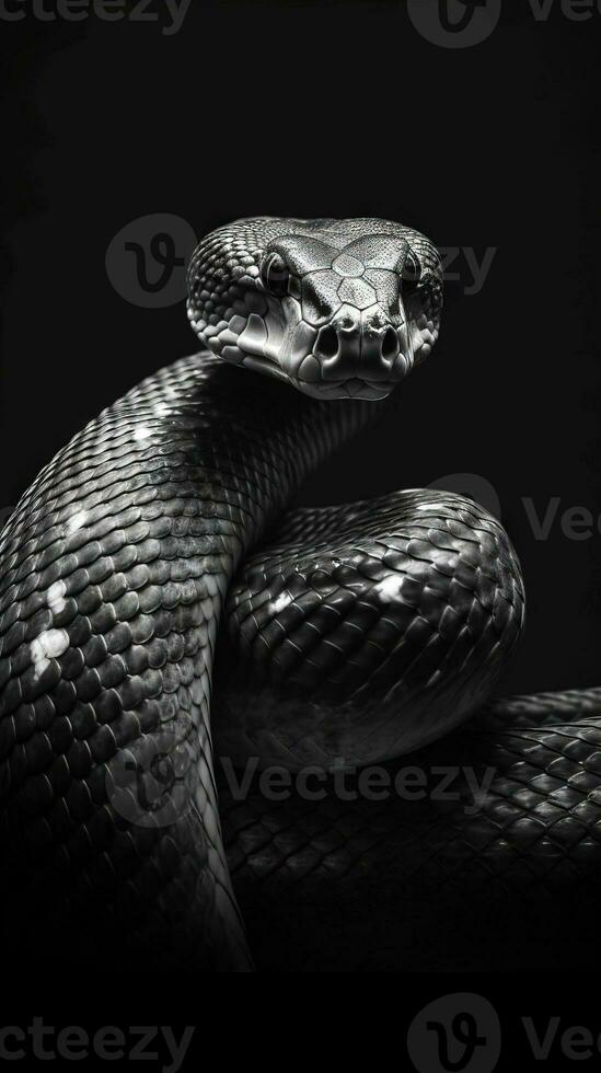Sleek Serpent on Dark Background Generative AI photo
