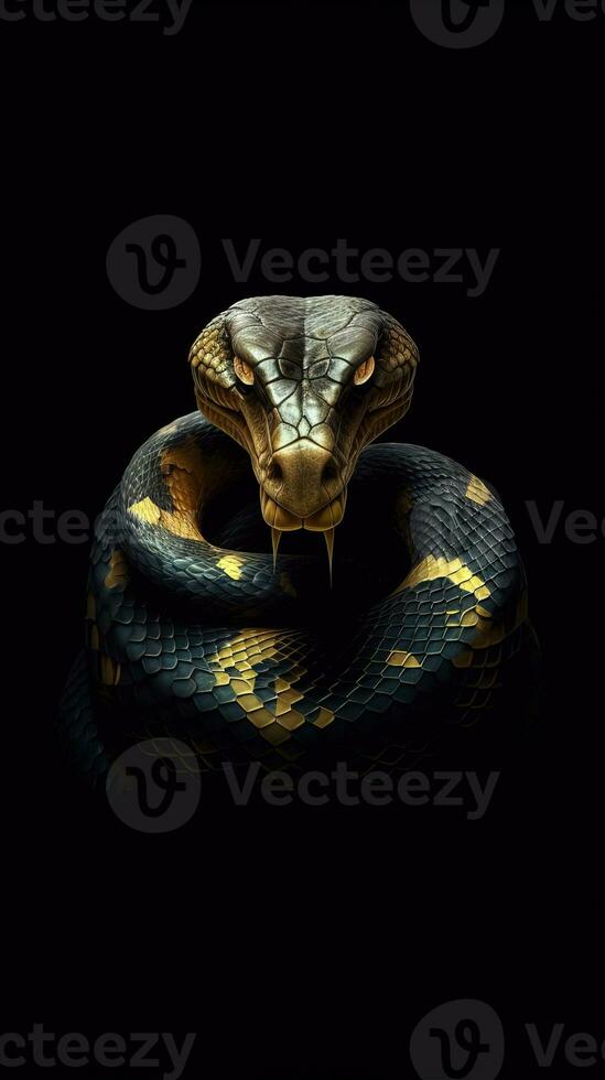 Serpentine Collage on Dark Background Generative AI photo