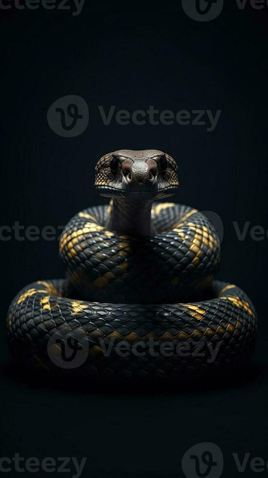 Grungeon Snake on Dark Background Generative AI photo