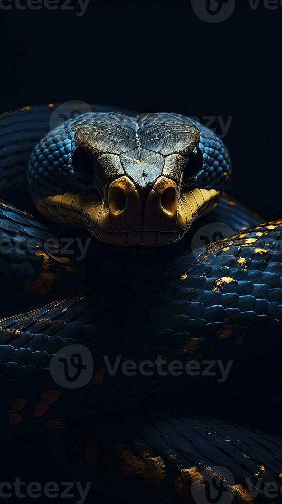 Dark Background Collage with Snake AI Generated photo