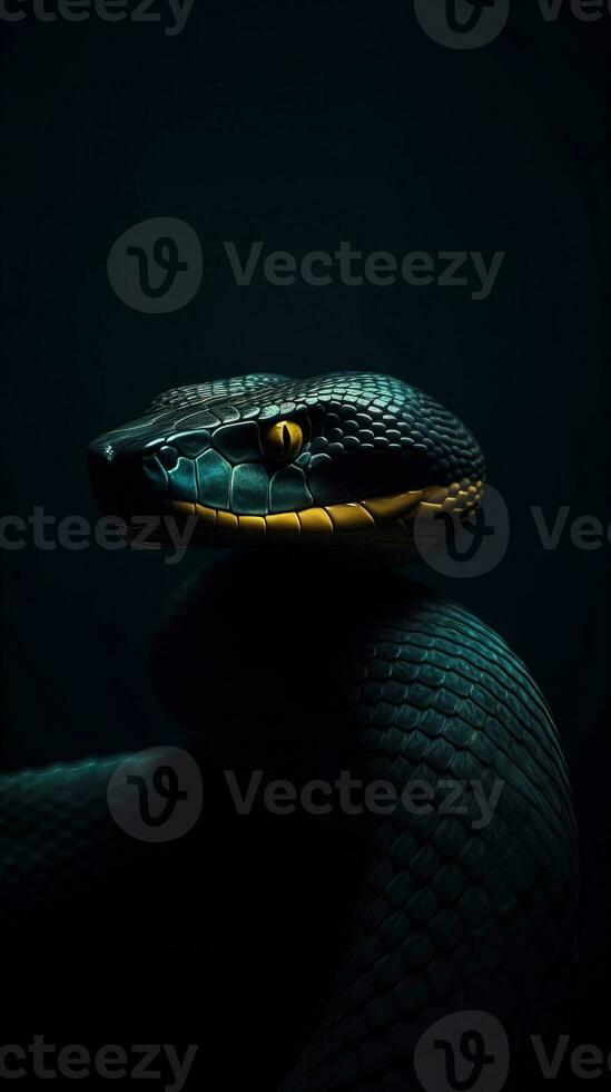 Minimalist Snake on Dark Background Generative AI photo
