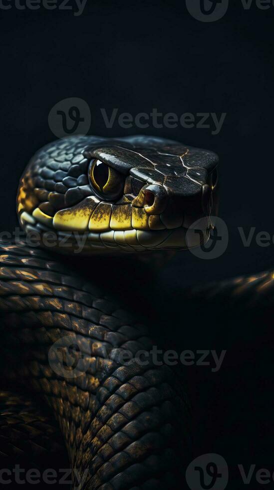 Minimalist Snake on Dark Background AI Generated photo