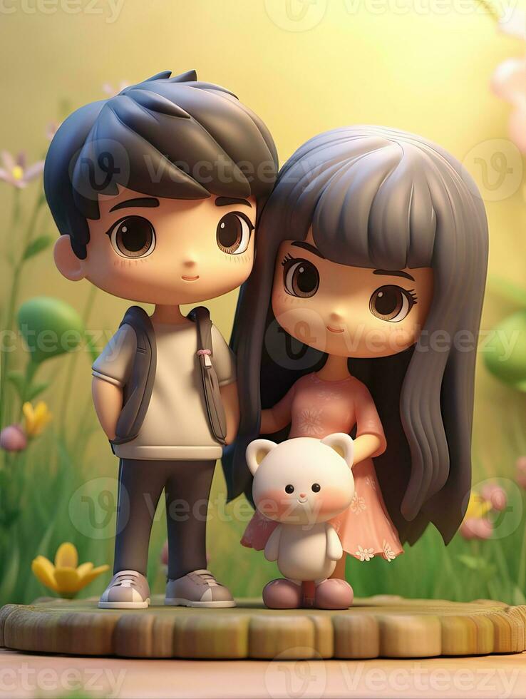 Super Cute Couple in Spring Pastel Color Mockup AI Generated photo