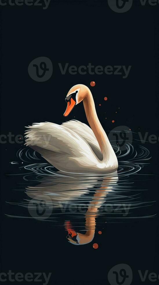 Cartoon Swan on Dark Background Generative AI photo