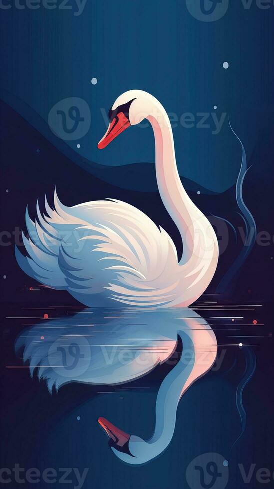Cartoon Swan on Dark Background Generative AI photo