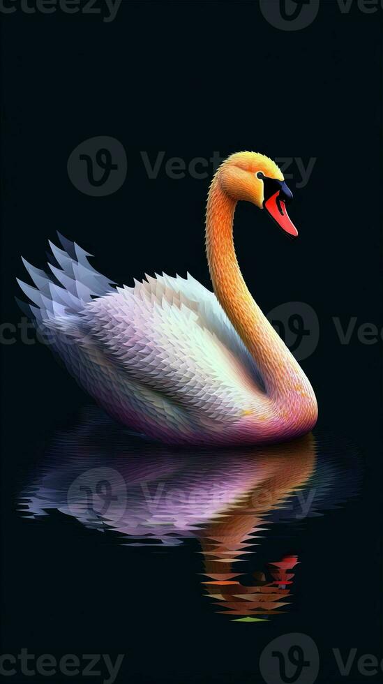 Pixelated Swan in Focus Generative AI photo