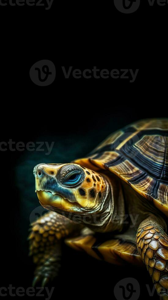 Minimalist Turtle on Dark Background AI Generated photo