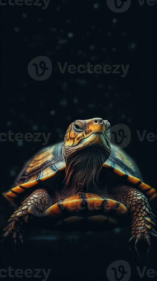 Minimalist Turtle on Dark Background Generative AI 29987290 Stock Photo