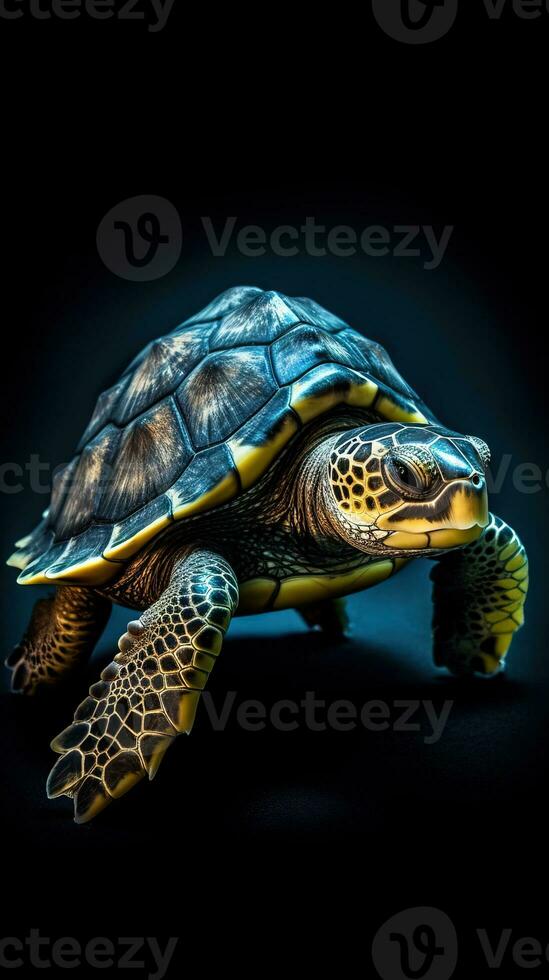 silueta Tortuga en oscuro antecedentes generativo ai foto