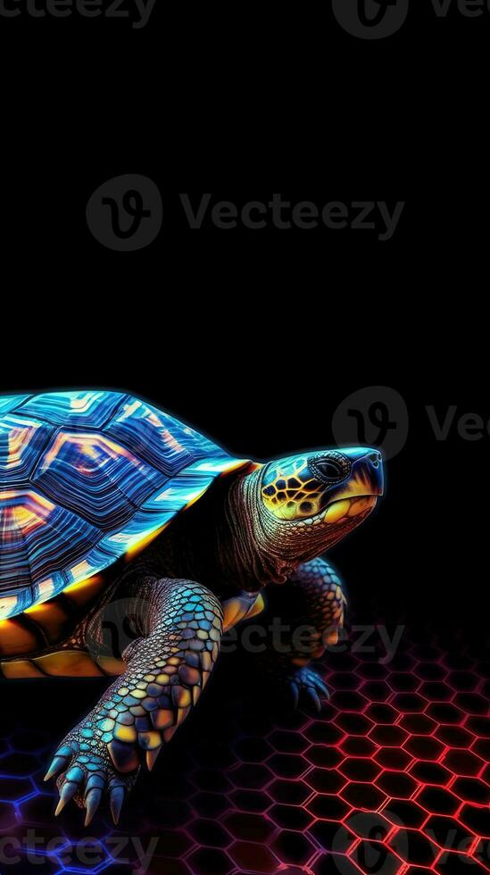 Pixelated Turtle in Focus Generative AI photo