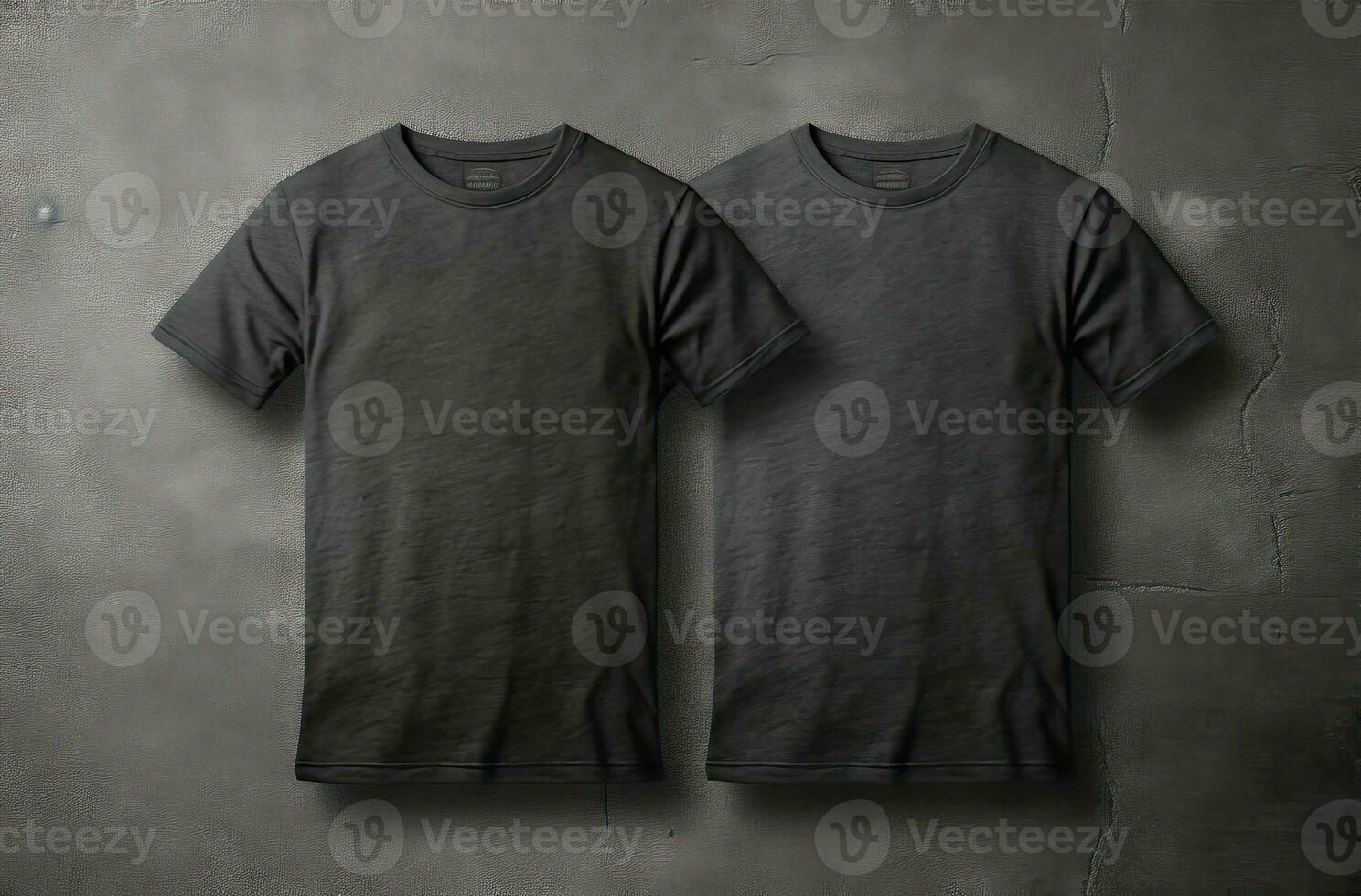 Two Pairs of Grey Tee Shirts Front and Back Mockups AI Generated photo