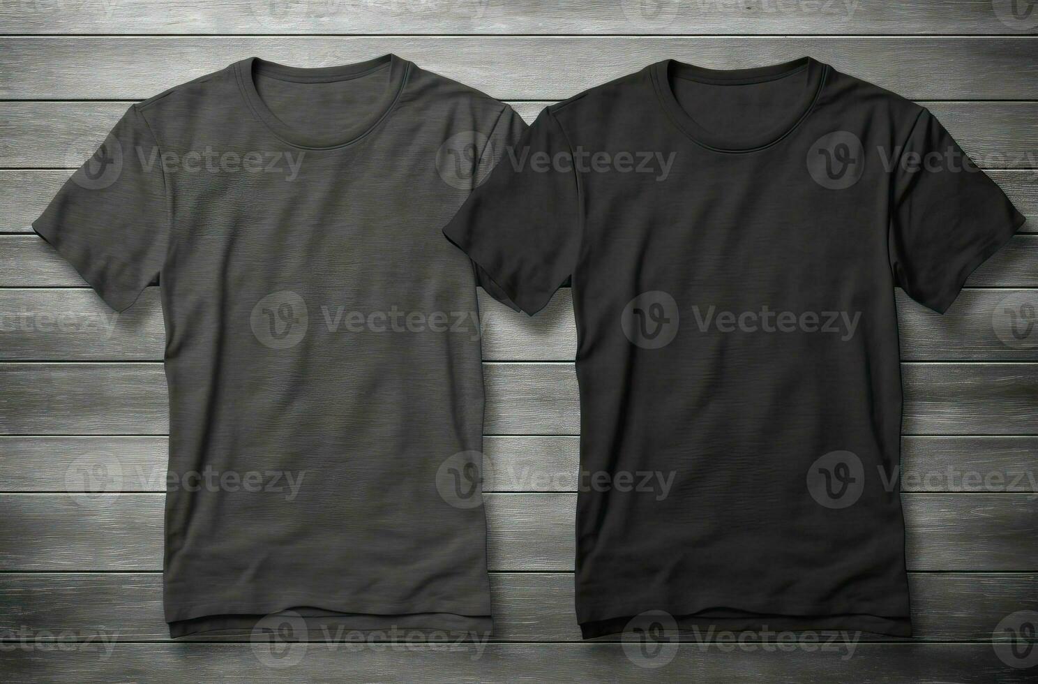 Two Pairs of Grey Tee Shirts Front and Back Mockups AI Generated photo