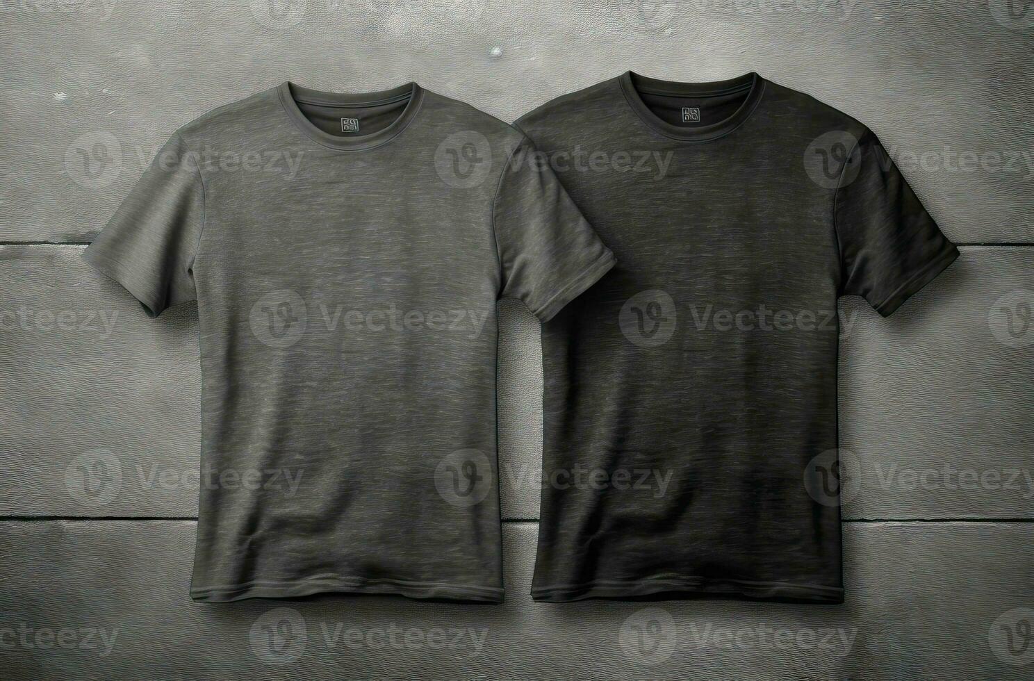 Two Pairs of Grey Tee Shirts Front and Back Mockups AI Generated photo
