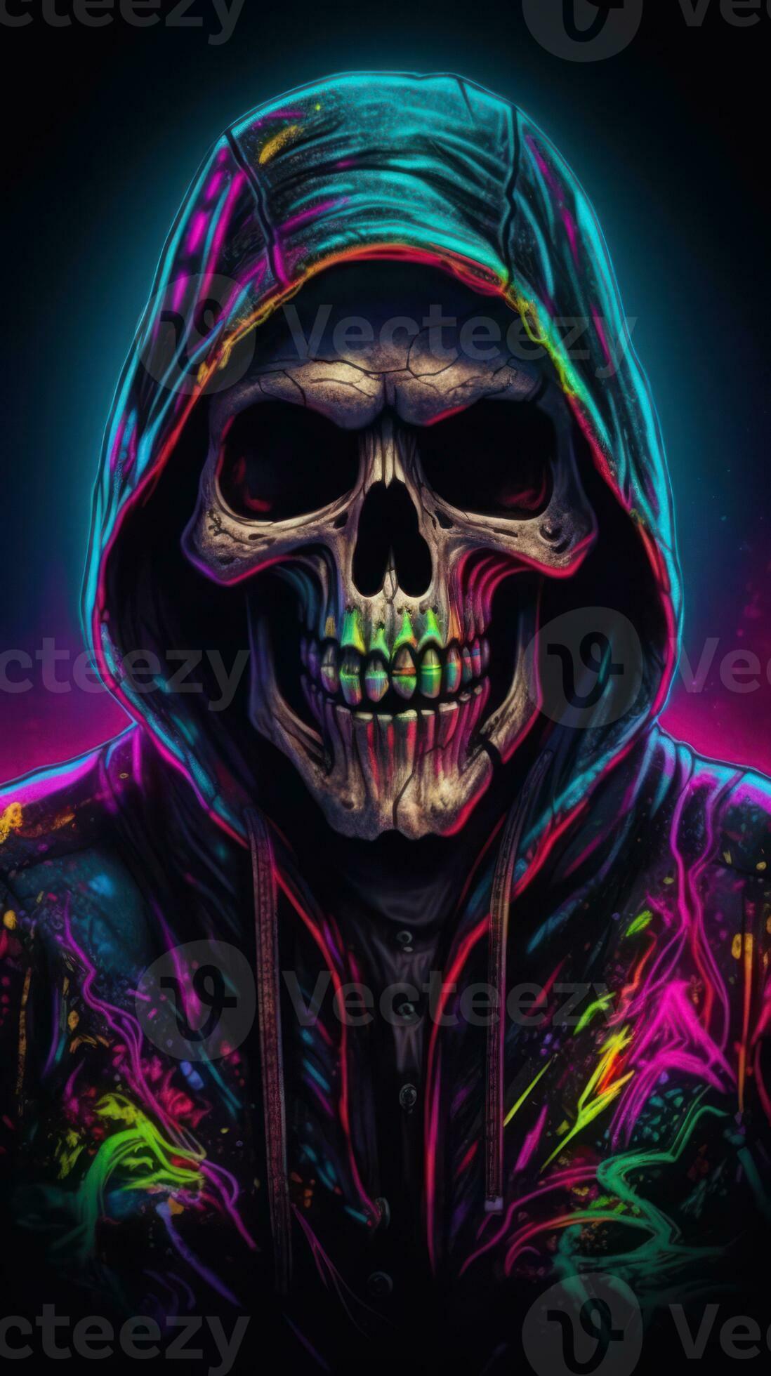 Kenneth Shinabery - Neon Techno Skull