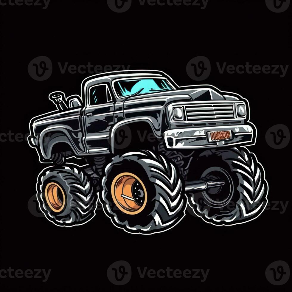 Jumping Monster Truck Sticker Graphic Design for ActionPacked Adventures Generative AI photo