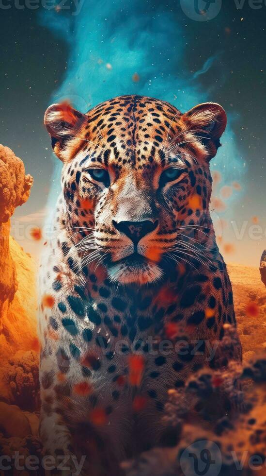 Comic Style Cheetah Hunter in the Jungle Generative AI photo