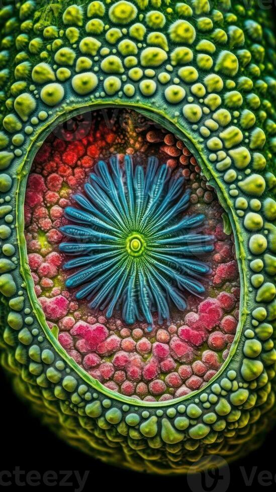 Inside a Plant Cell A Vivid View of Chloroplasts under an Electron Microscope Generative AI photo