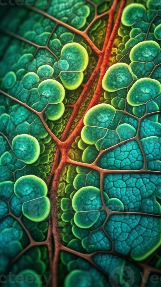 Inside a Plant Cell A Vivid View of Chloroplasts under an Electron Microscope Generative AI photo