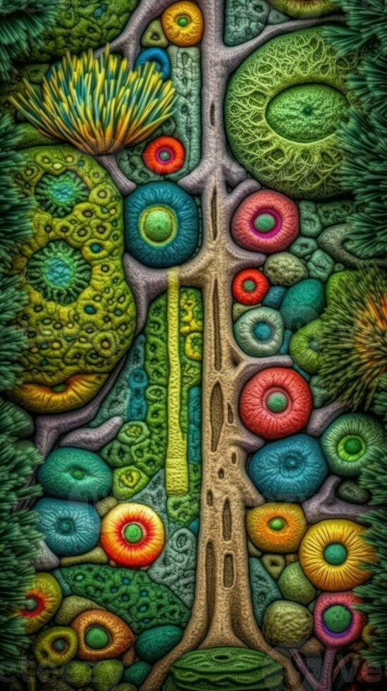 Inside a Plant Cell A Vivid View of Chloroplasts under an Electron Microscope Generative AI photo