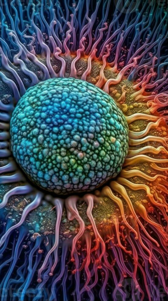 Vivid Colors of Cilia on a Cell Surface Viewed through a Highly Detailed Electron Microscope Generative AI photo
