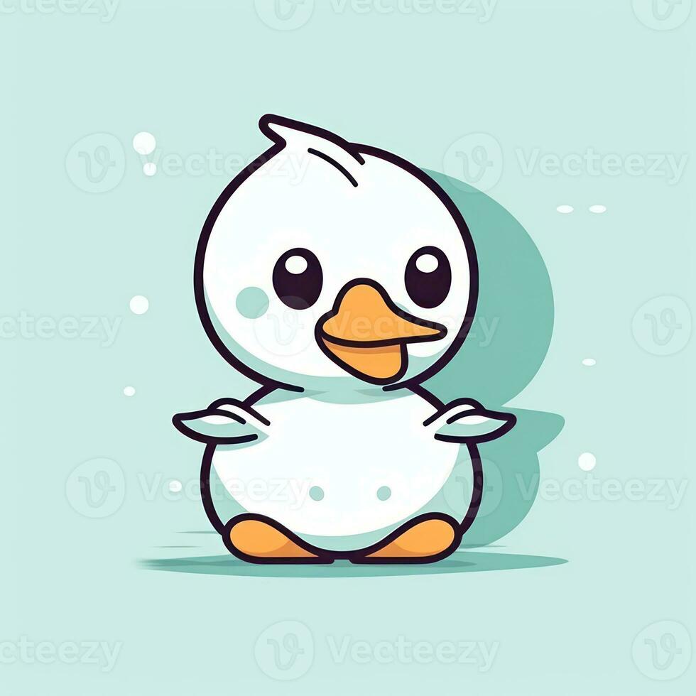 Simple and Cute Duck Outline in Cartoon Style on Clear Background Generative AI photo