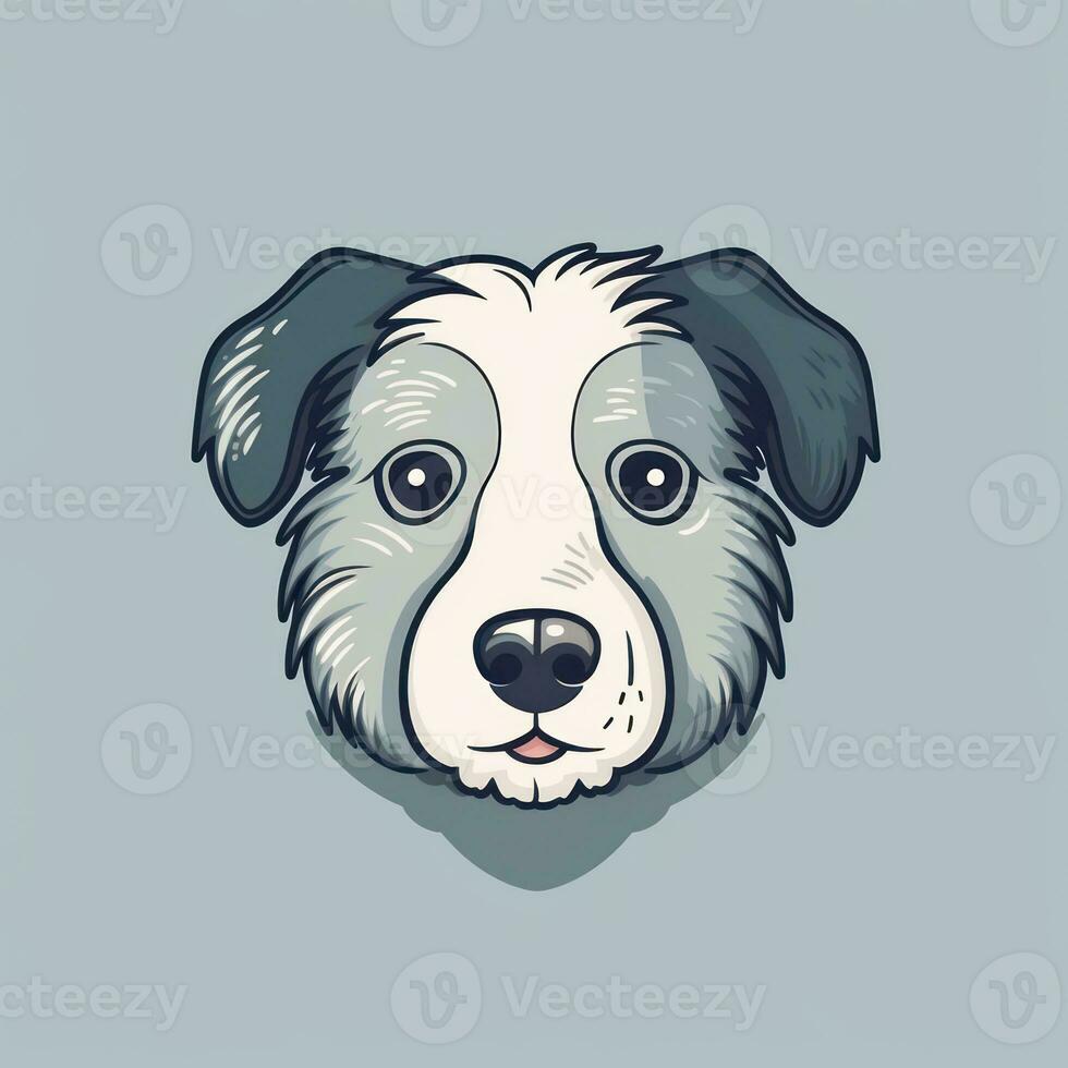 Adorable Sheepdog Cartoon Outline Design on Clear Background Generative AI photo