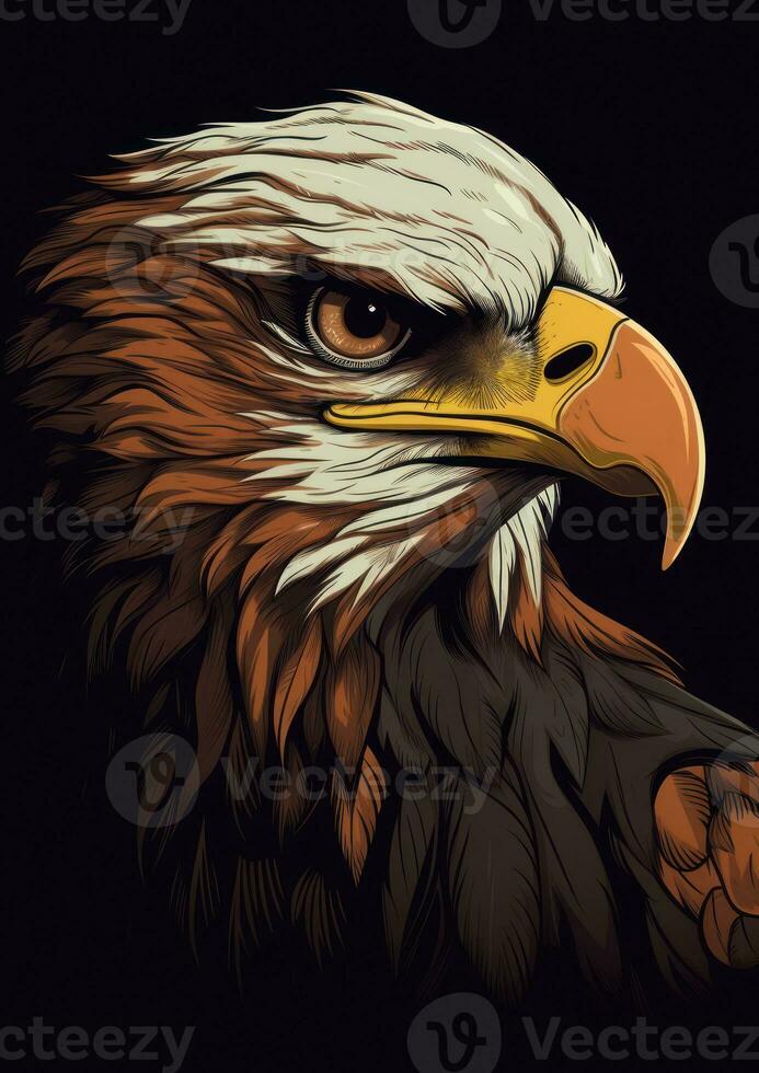 Majestic Eagle Head Illustration Generative AI photo