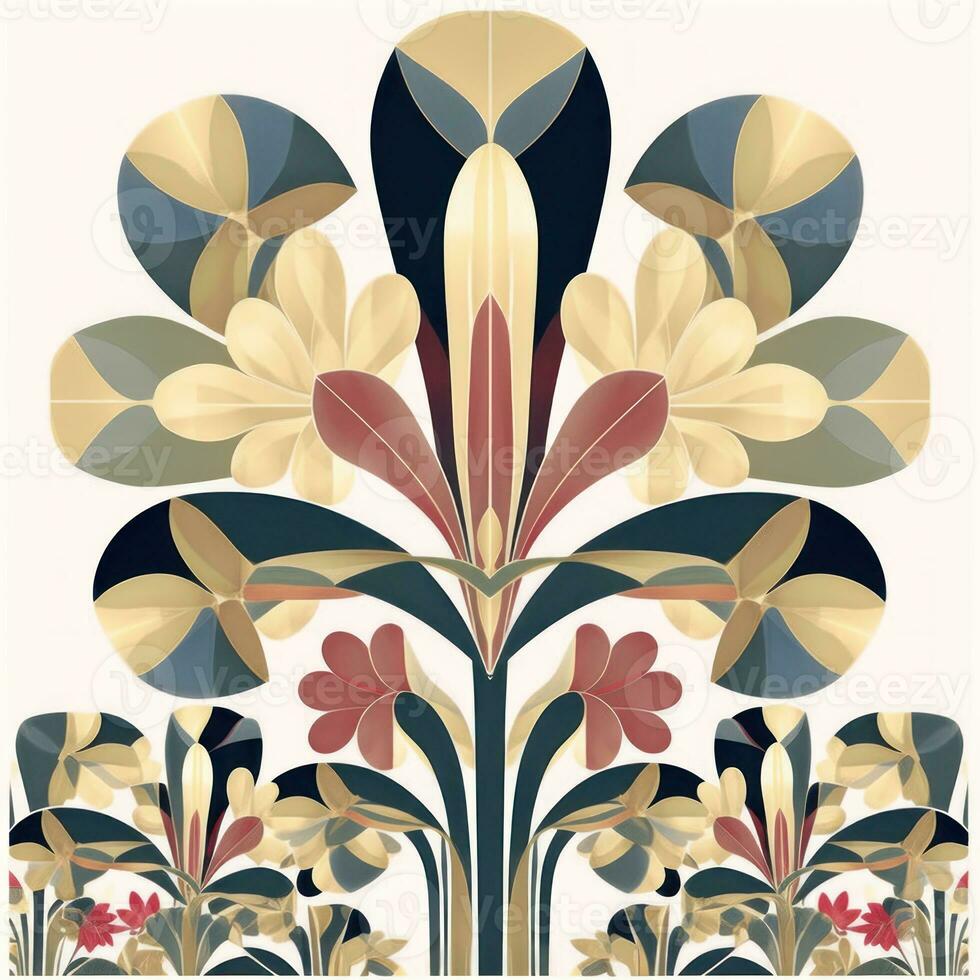 Colorful Vintage Floral Design Set Generative AI photo