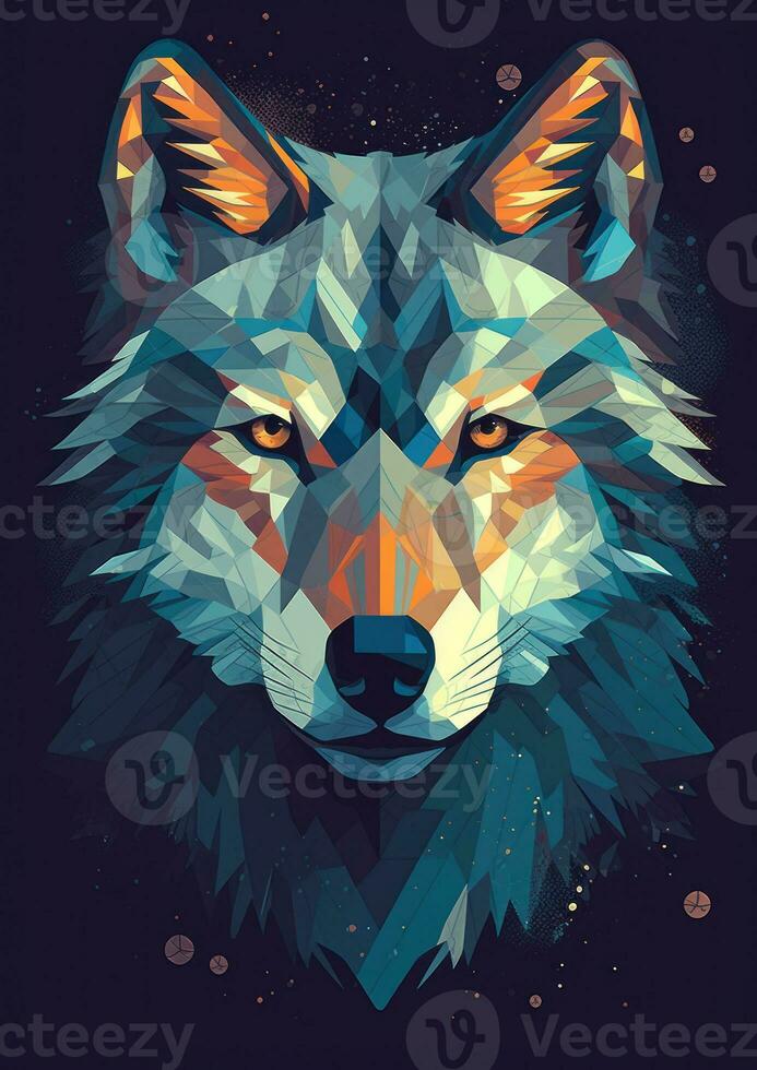 Wild and Fierce Vector Illustration of a Wolf Head Generative AI photo