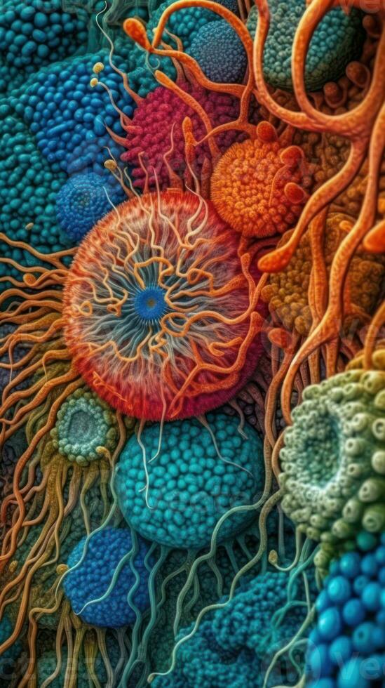 Inside a Cell A Vivid View of the Golgi Apparatus Generative AI photo