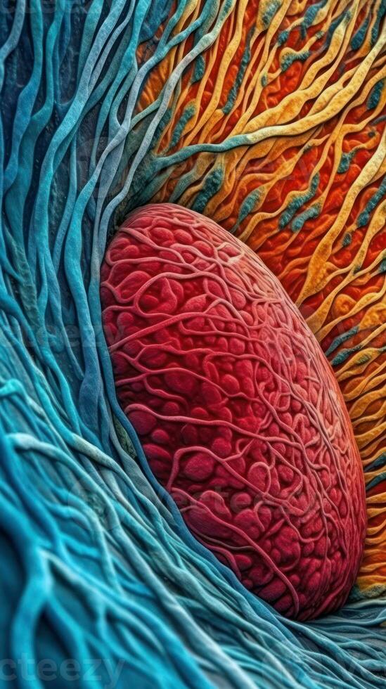 Inside a Cell A Vivid View of the Golgi Apparatus Generative AI photo