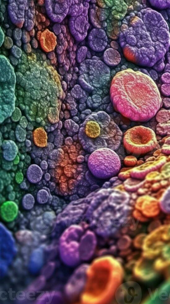 Vivid Colors of Adipose Cells Under the Electron Microscope Generative AI photo