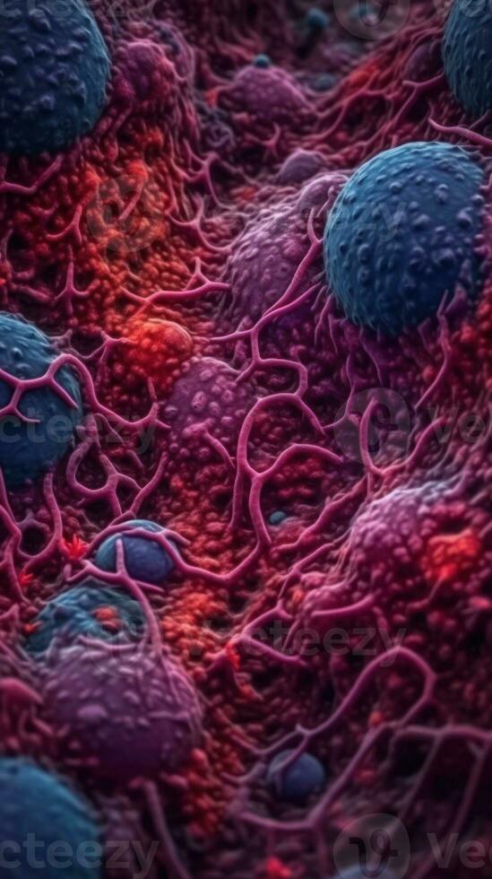 Vivid Colors of Blood Vessel Cells Under an Electron Microscope Generative AI photo