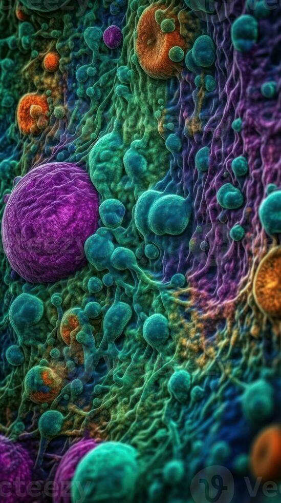 Vivid Colors of Adipose Cells Under the Electron Microscope Generative AI photo