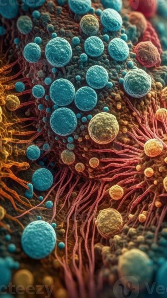 Vivid Colors of Motor System Cells Under the Microscope Generative AI photo